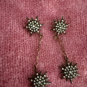 Elegant Silver Starburst Dangle Earrings